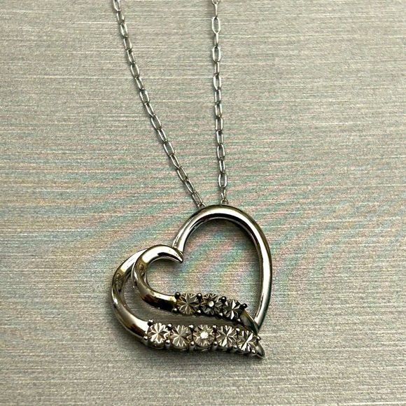 Double heart diamond necklace - Picture 3 of 4